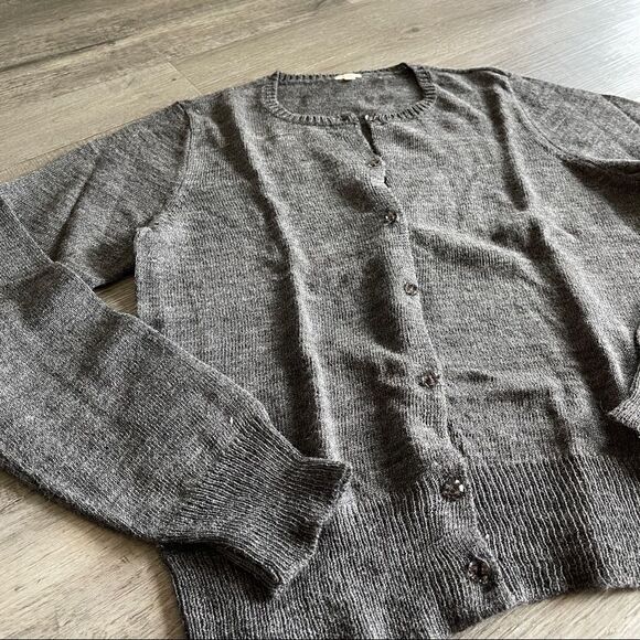 JCrew Women's L Alpaca & Wool Cardigan w/ Jewel Buttons - Picture 3 of 13
